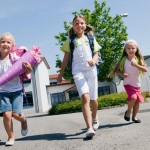 girls walking to school