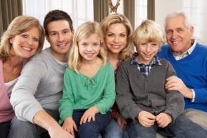 happy family, extended, interviewing grandparents