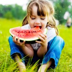 girl eating watermelon