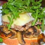 Open-Face Turkey Burgers w/Gruyere, Mushrooms, & Arugula Salad