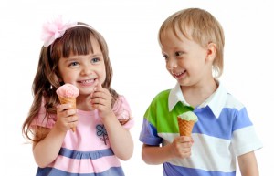 happy kids with ice cream