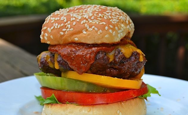 Beef Burgers with Peanut Chipolte BBQ Sauce