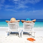 couple, beach, vacation, relaxation, blue sky, perfect day