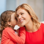 mother, daughter, whispering, talking, laughing