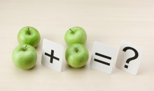 apples, two plus two, math problems