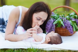 mother and baby, spring