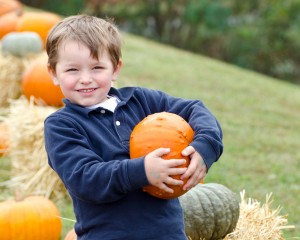 boy with pumpkin