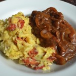 Irish Bangers & Colcannon w/Guinness Onion Gravy