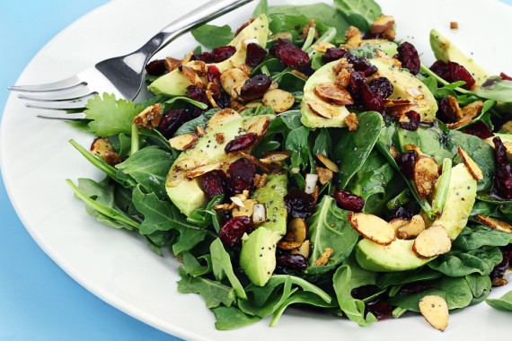 Cranberry-Avocado Salad w:Candied Spiced Almonds