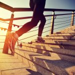 woman running stairs