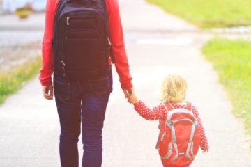 school preschool mom walking child