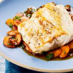 Striped Bass w/Sweet Carrots & Cider Glaze