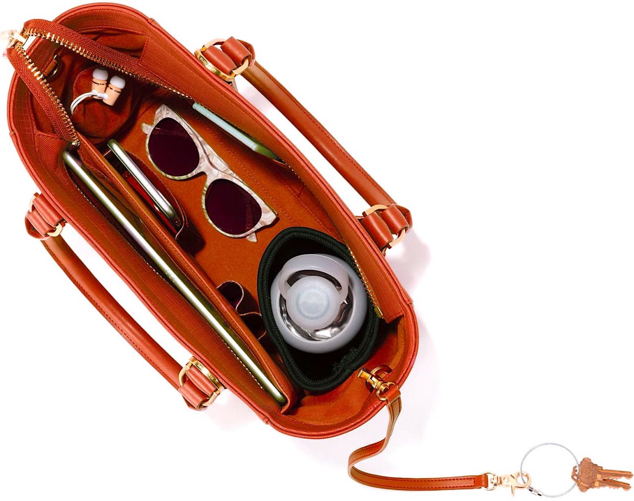 Tote with cup clearance holder