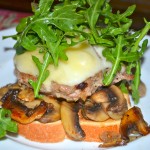 Open-Face Turkey Burgers w/Gruyere, Mushrooms, & Arugula Salad