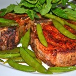 Pork Chops & Sugar Snap Peas w/Mint Julep Glaze