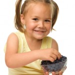 girl, snack, blueberries, happy, child, fruit