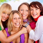 women, group, having fun, laughing