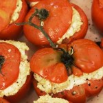 stuffed tomatoes, tomatoes, cheese, goat cheese, side dish, oven-roasted