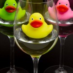 wine and kids, wine glass, rubber ducks
