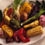 vegetables, grilled, grilled vegetables, eggplant, red onion, pepper, zucchini, asparagus, carrot, lemon, thyme, shallots