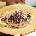 Spice-Rubbed Chicken & Vegetable Tacos w/Cilantro Slaw and Chipotle Cream