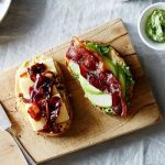 Apple, Bacon, Caramelized Red Onion Sandwiches with Arugula-Thyme Spread