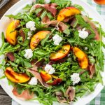 Peach, Proscuitto & Arugula Salad with Goat Cheese and Balsamic Dressing